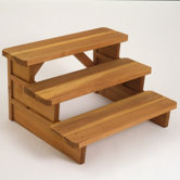 36" Redwood Three Tier Square End Steps