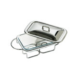 Rectangle Stainless Steel Food Warmer with Marinex Glass Dish
