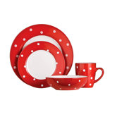 16 Piece Polka Dot Stoneware Dinner Set
