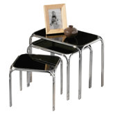 3 Piece Nesting Table with Chrome Legs
