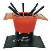 17 cm Fondue Set in Orange/Beige