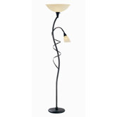 Wavia  Floor Lamp with Reading Lamp in Brushed Antique Gold