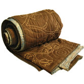 Silk Coverlet in Coffee / Ocean blue