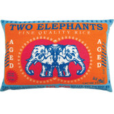 Rice 13" x 20" Pillow with Two Elephants Print