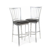 Alexa Stool in Silver with Black Microfiber