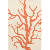 Flat-weave Dhurrie Cream/Orange Coral Rug