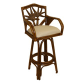 Cancun Palm Indoor Swivel Rattan 30" Bar Stool in Dark Finish