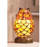 Tiffany Style 1 Light Owl Small Table Lamp