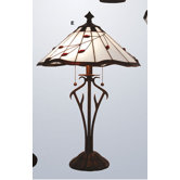 Ruby Leaf Tiffany Twig Table Lamp in Red