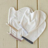 Mini Stripe Cotton and Linen Bath Mitt