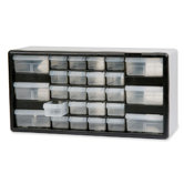 Stackable Cabinet, 26 Drawers, 20"x6-3/8"x10-11/32, Black/Gray