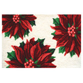 Accents Seasonal Three Poinsettias Novelty Rug
