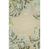 Ravella Ornametal Leaf Boder Aqua Indoor / Outdoor Rug