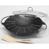 36cm Wok-Set "Premium" aus Gusseisen