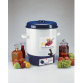 1800W Gl&uuml;hwein-/ Einkochautomat in Wei&szlig; / Blau mit Ablaufhahn