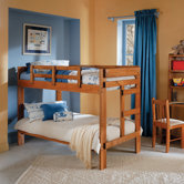 Rustic Twin over Twin Bunk Bed with Reversable Stairs and Storage