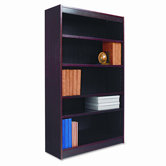 Square Corner Bookcase, Finished Back, Wood Veneer, 5-Shelf, 36x12x60, Mahogany