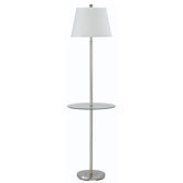 Andros Floor Lamp with Tray Table in Brushed Steel