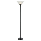 Metal Torchiere with Glass Shade