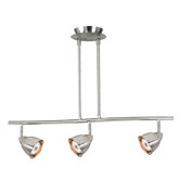 Serpentine Three Light Track Light with Brushed Steel Cone in Brushed Steel