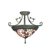 Pink Floral 4 Light Semi Flush Mount