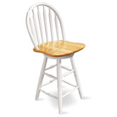 24" Windsor Arrowback Swivel Counter Stool (White/Natural)