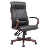 Affinity High-Back Leather Executive Chair with Wood Trim