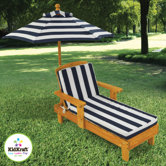 Chaise Lounge with Cushion and Umbrella