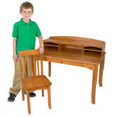 Avalon 39.25" W Writing Desk with Hutch and Chair