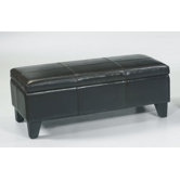 Leather Entryway Storage Ottoman
