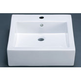 Square Ceramic Vessel Sink with Overflow in White