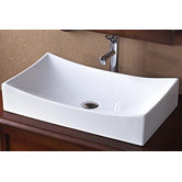 Rectangle Ceramic Vessel Sink without Overflow in White