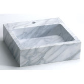 Rectanglular Marble Vessel Sink with Single Faucet Hole in Solid Natural Carrara White