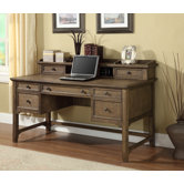 Newberry Writing Computer Desk with 2 Drawers Hutch