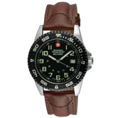 Sport 7 Military Wrist Watch with Black Dial and Brown Strap