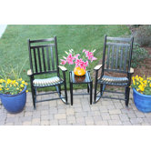 2 Jumbo Adult Slat Seat Porch Rocking Chair with Table