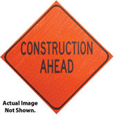 Marathon Fluorescent Roll-Up Sign Road Work Ahead