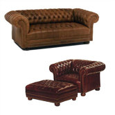 Tufted Chesterfield Leather Living Room Collection