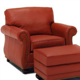 Manchester Leather Chair and Ottoman
