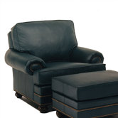 Vermont Leather Chair and Ottoman