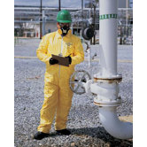 Yellow Tychem&reg; QC Chemical Protection Coveralls With Serged Seams And Front Zipper Closure