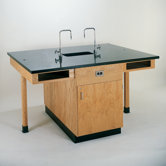 4 Student Double Faced Workstation With Cupboard
