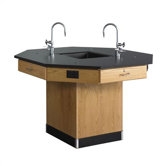 60" Wide Pedestal Base Octagon Workstation