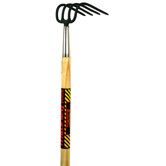 5" X 5.5" 4 Tine Forged Hoe & Garden Cultivator With Hardwood Handle GC3