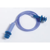 Multiple Use Com-Fit&reg; Triple Flange Blue Silicone Rubber Corded Earplugs With Inserter Device (1 Pair Per Poly Bag, 100 Pair Per Box)