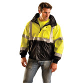 OccuLux&reg; High Visibility Fluorescent Yellow Bomber Jacket With Zip-Out Fleece Jacket And 3M Scotchlite Reflective Tape
