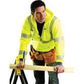 Yellow Hi Viz Wicking Polyester Hooded Sweatshirt With Zippered Front, Elastic Cuffs And Waistband And 3M Scotchlite Reflective Tape