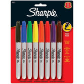 Permanent Marker, Fine Point, 8/PK, Assorted