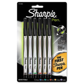 Plastic Point Stick Permanent Water Resistant Pen, 6 Per Pack