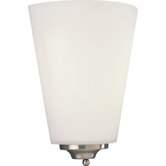 Energy Star Glass Fluorescent Wall Sconce with Electronic Ballast in Brushed Nickel